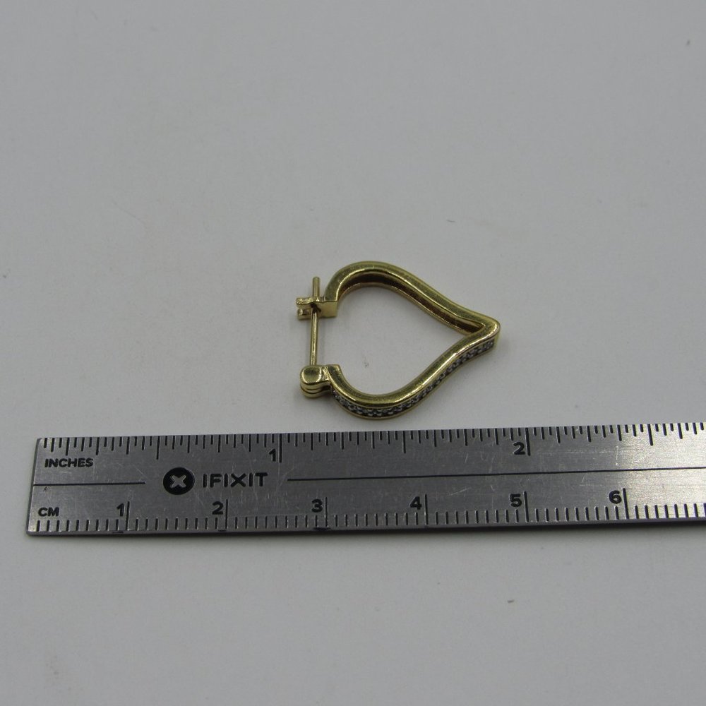 Sterling Silver Diamond Chip Heart Earrings - Picture 6 of 7